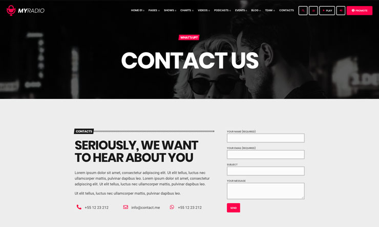 contact form 7 for radio wordpress theme