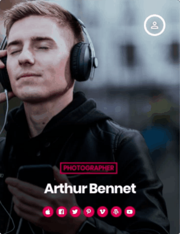 team member card animation radio wordpress theme