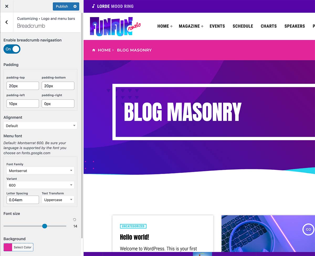 radio station template breadcrumb navigation