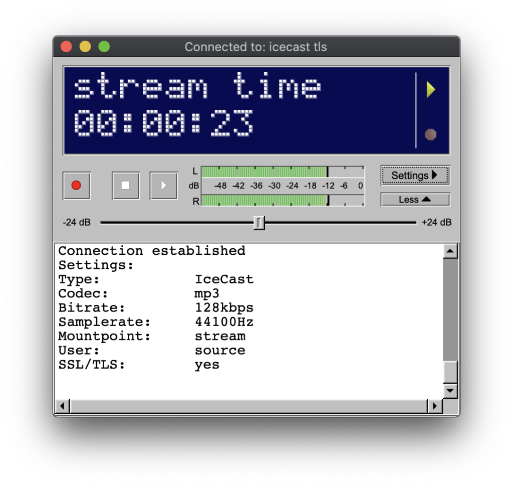 BUTT broadcast using this tool streaming software