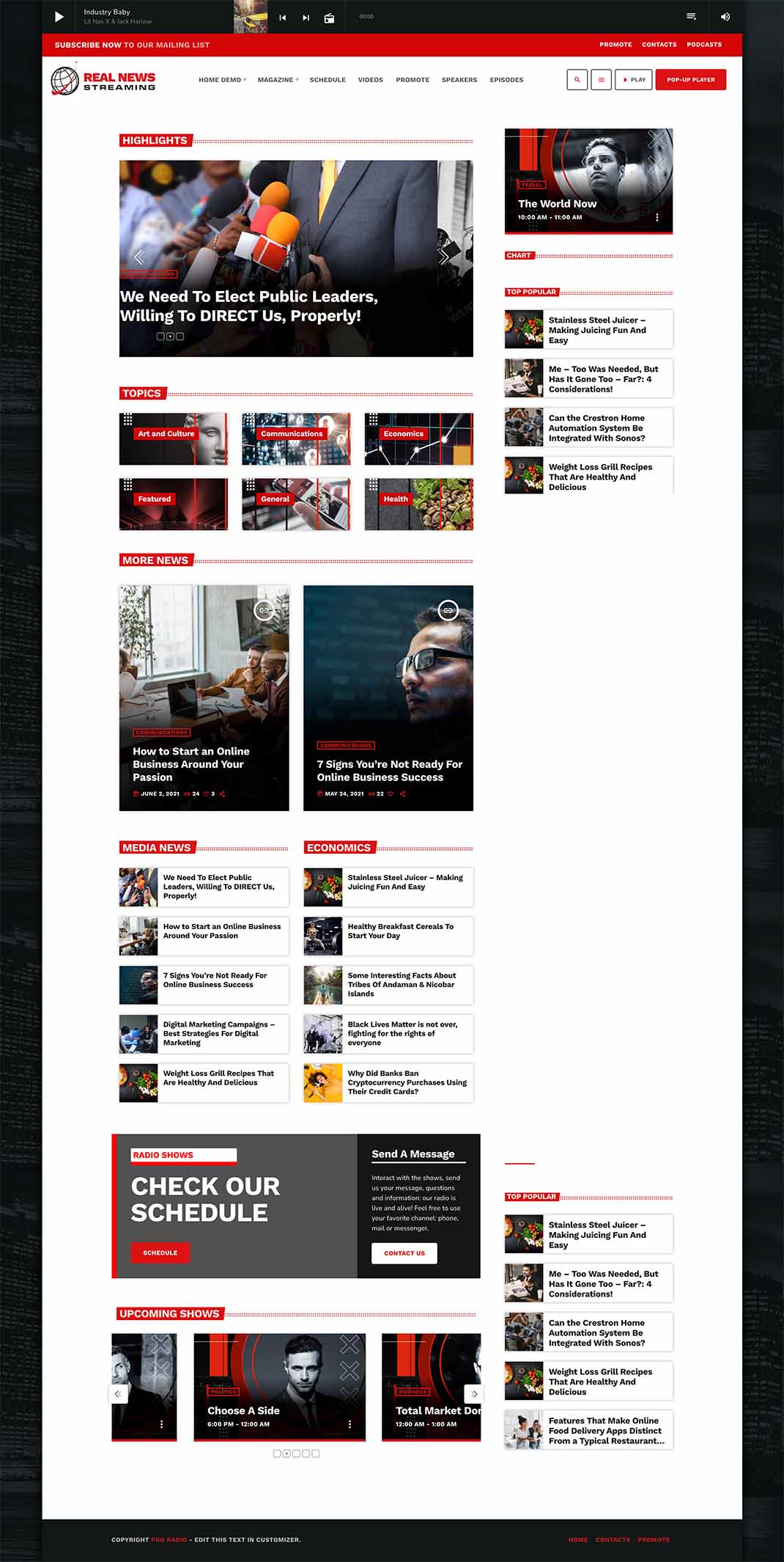 Homepage template 4 for Radio Station WordPress Theme