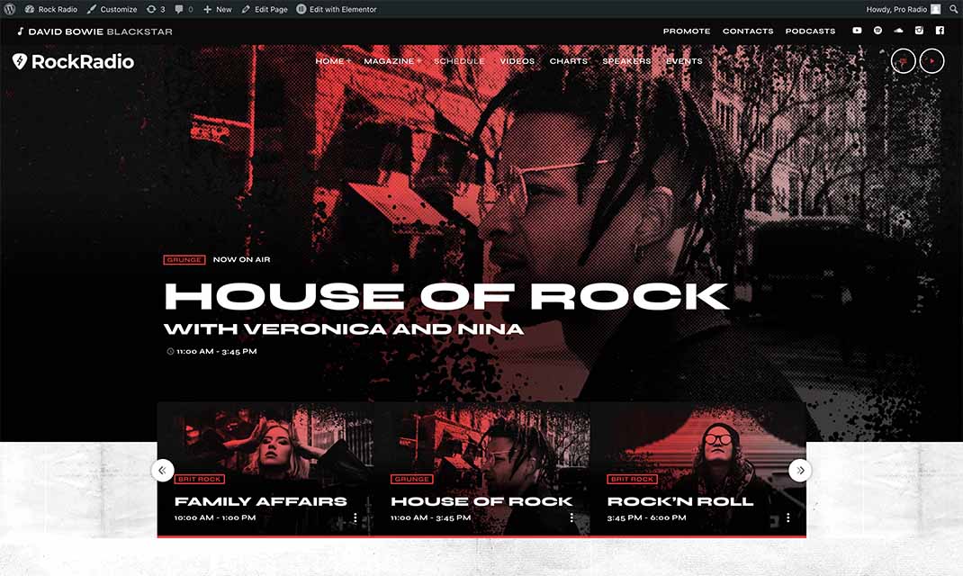 Rock radio shows schedule template for wordpress