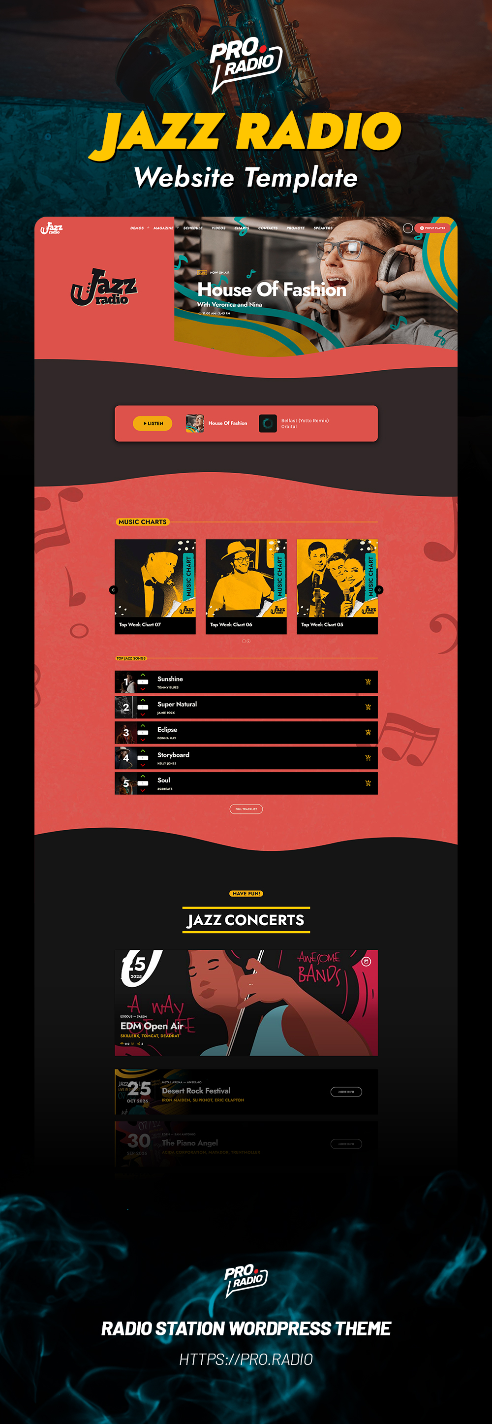 Jazz radio station website template webdesign