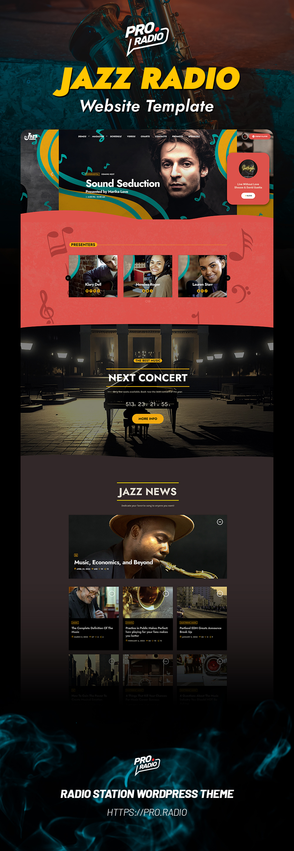 Jazz radio station website template webdesign