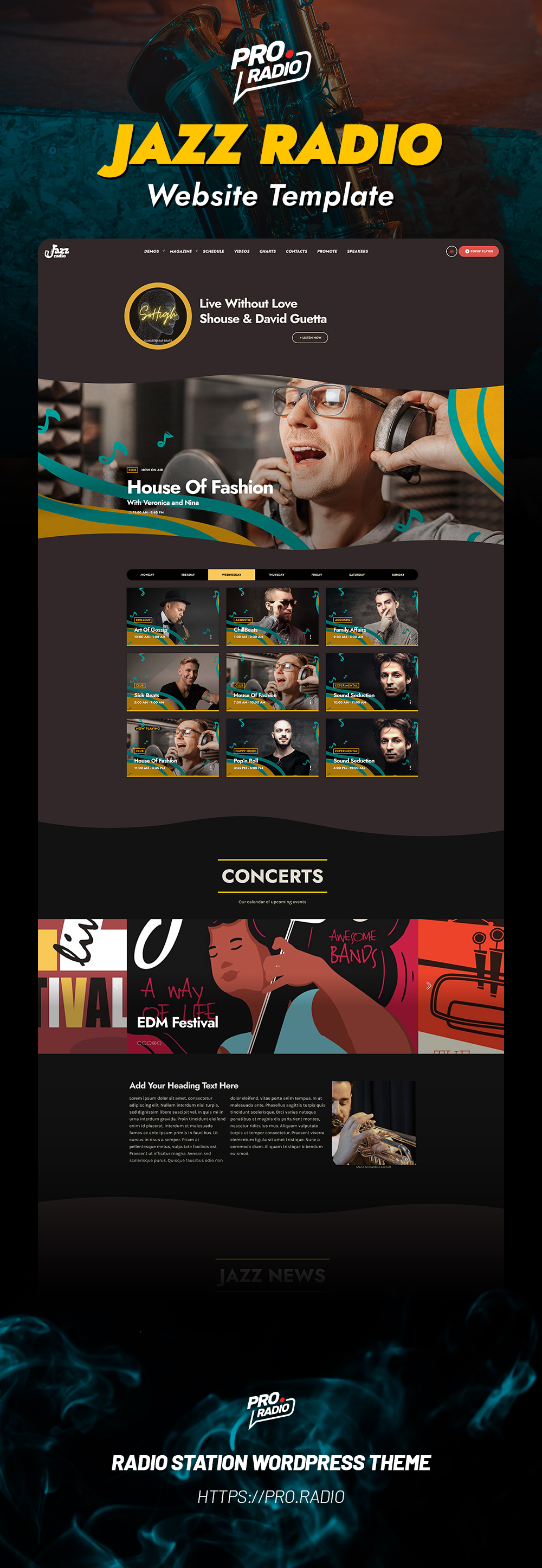 Jazz radio station website template webdesign