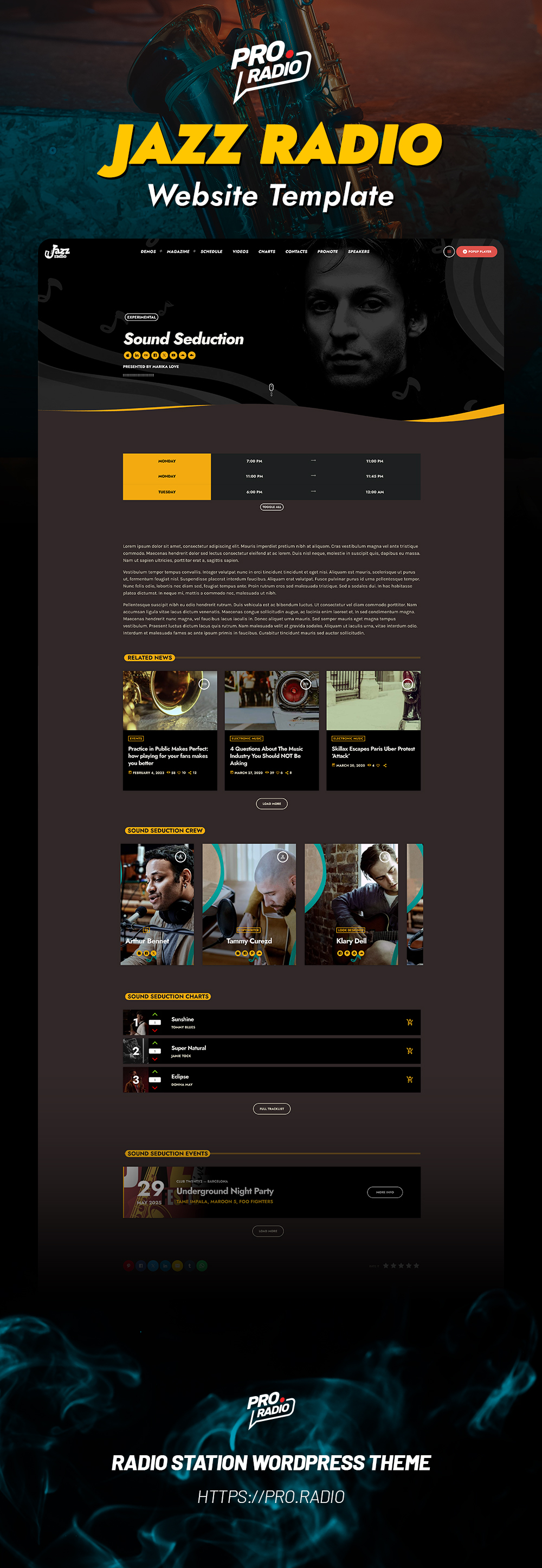 Jazz radio station website template webdesign
