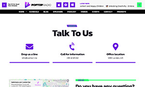 Demo 22 – PopTop Radio – Multipurpose Pop Radio Template [Radio WordPress Theme demo] Contacts