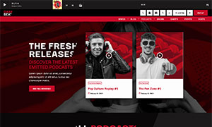 Demo 37 – Dark Beat Radio Website Template [Radio WordPress Theme demo] Podcasts 01
