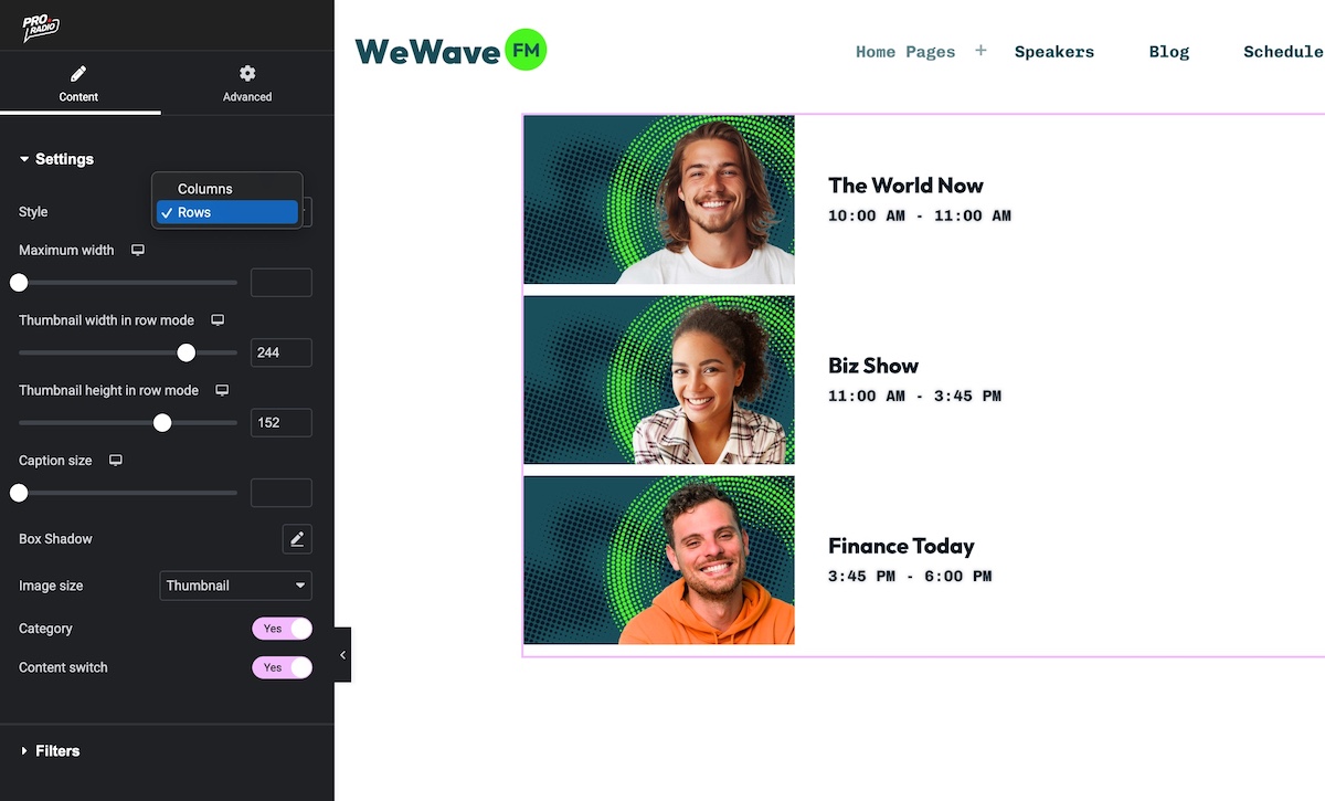 upcoming radio shows widget for wordpress