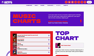 Demo 42 – Harmony Beats Radio Website Template [Radio WordPress Theme demo] Radio station music charts template