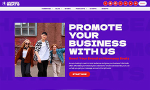 Demo 42 – Harmony Beats Radio Website Template [Radio WordPress Theme demo] Radio sponsorship pricing plans