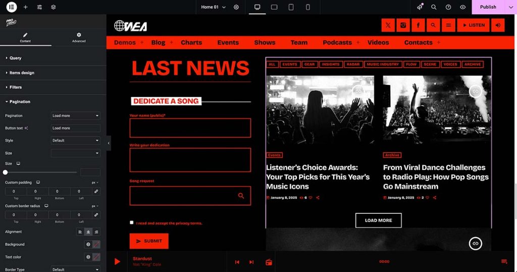 elementor radio station widgets update pro radio