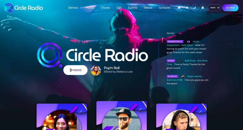 demo 15 header with radio player and dedications