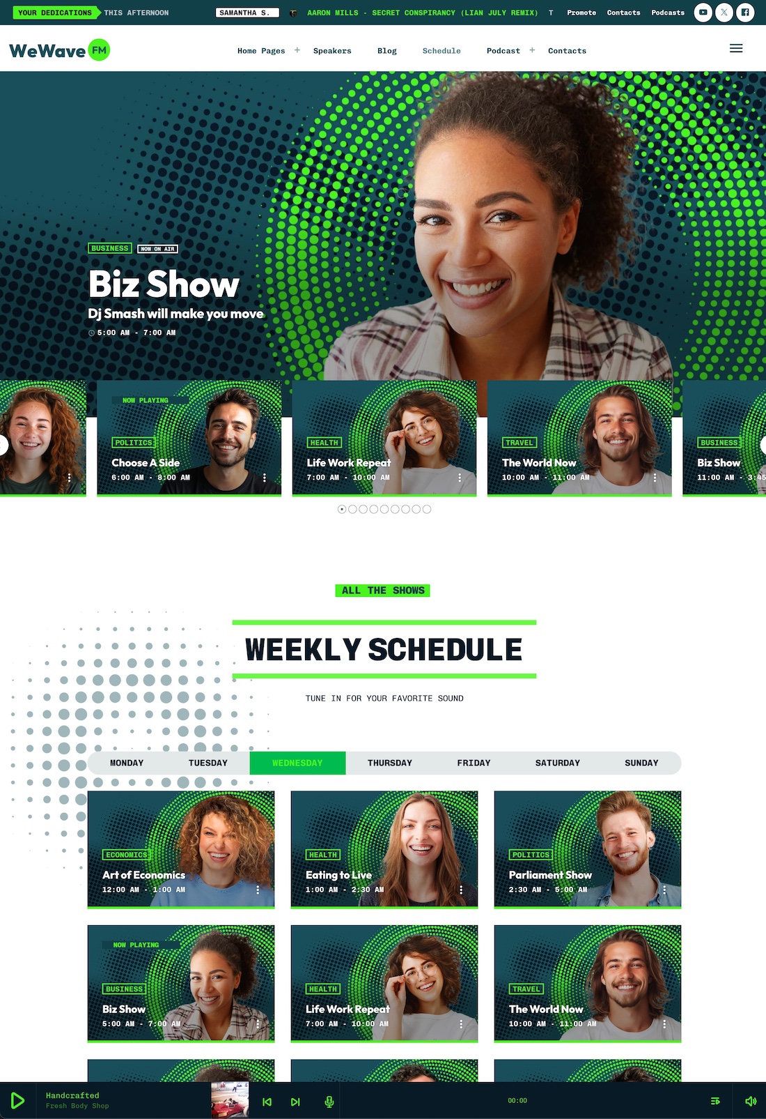 Radio shows schedule wordpress plugin included with Pro Radio