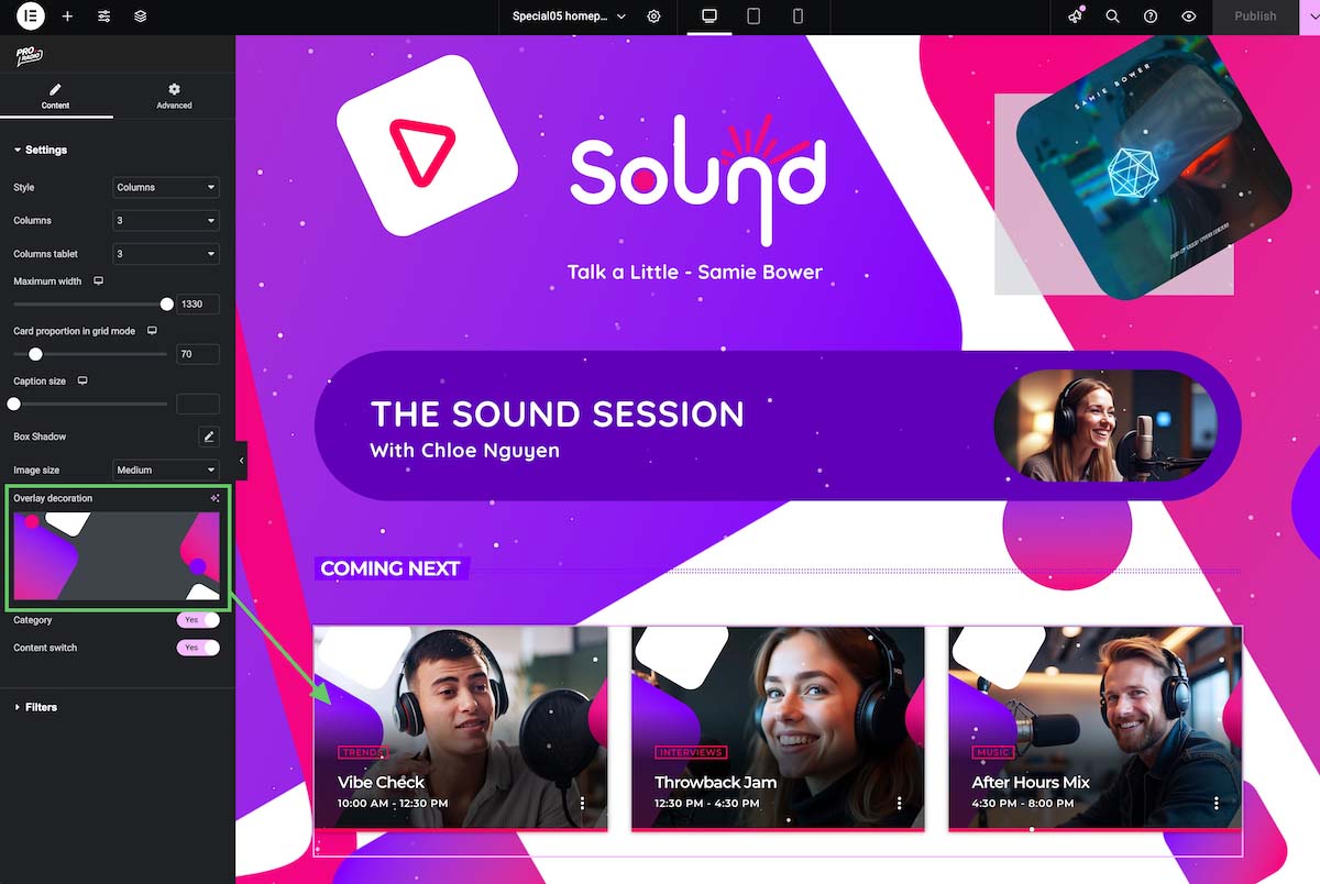 Radio station website elementor ProRadio