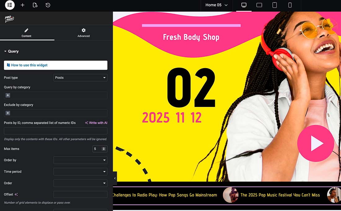 post scroller widget for elementor